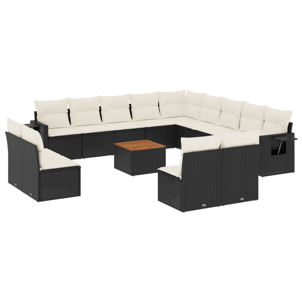 14-delige Loungeset met kussens poly rattan zwart is nu te koop bij PeponiXL, paradijselijk wonen!