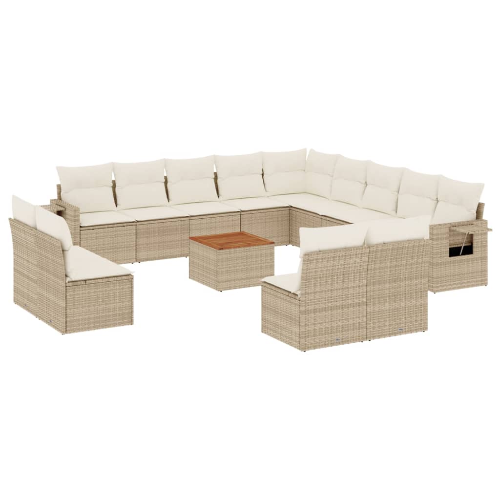 14-delige Loungeset met kussens poly rattan beige is nu te koop bij PeponiXL, paradijselijk wonen!