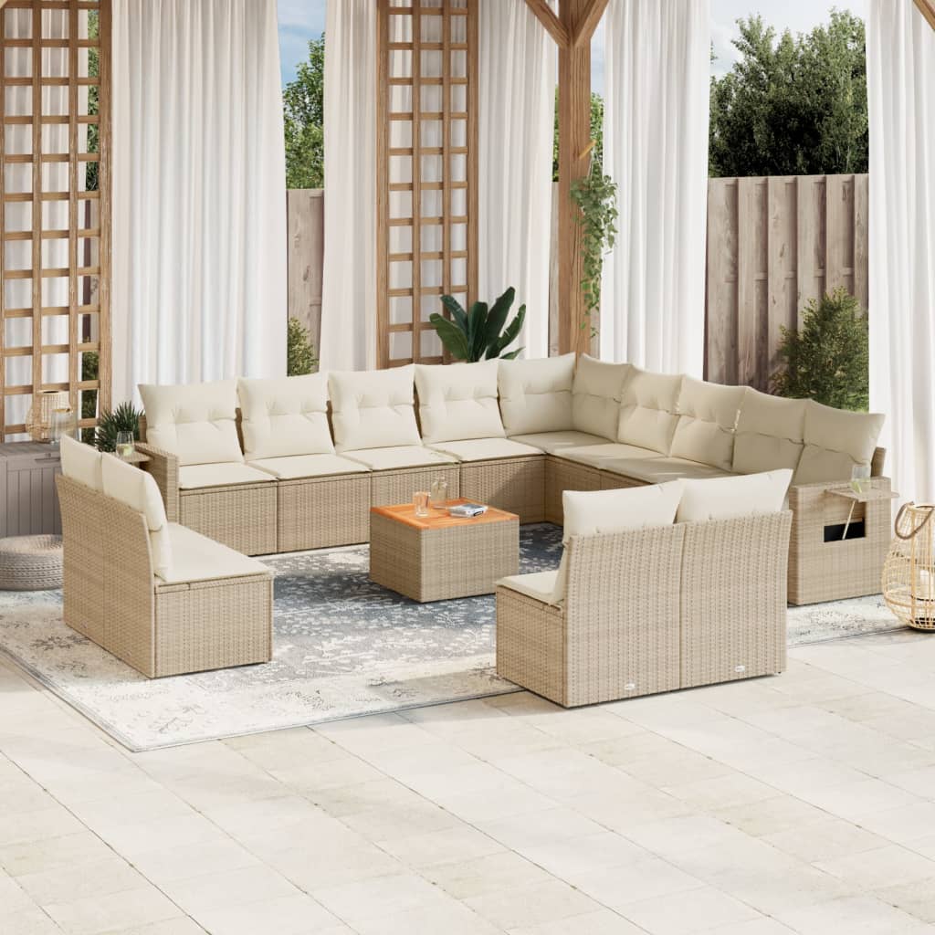 14-delige Loungeset met kussens poly rattan beige is nu te koop bij PeponiXL, paradijselijk wonen!