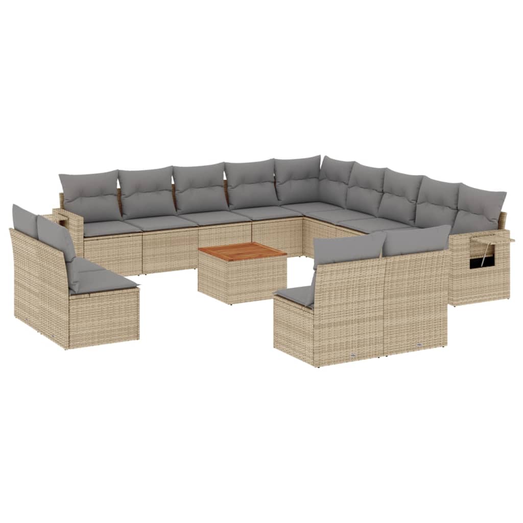 14-delige Loungeset met kussens poly rattan beige is nu te koop bij PeponiXL, paradijselijk wonen!