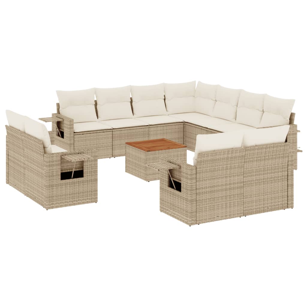 12-delige Loungeset met kussens poly rattan beige is nu te koop bij PeponiXL, paradijselijk wonen!