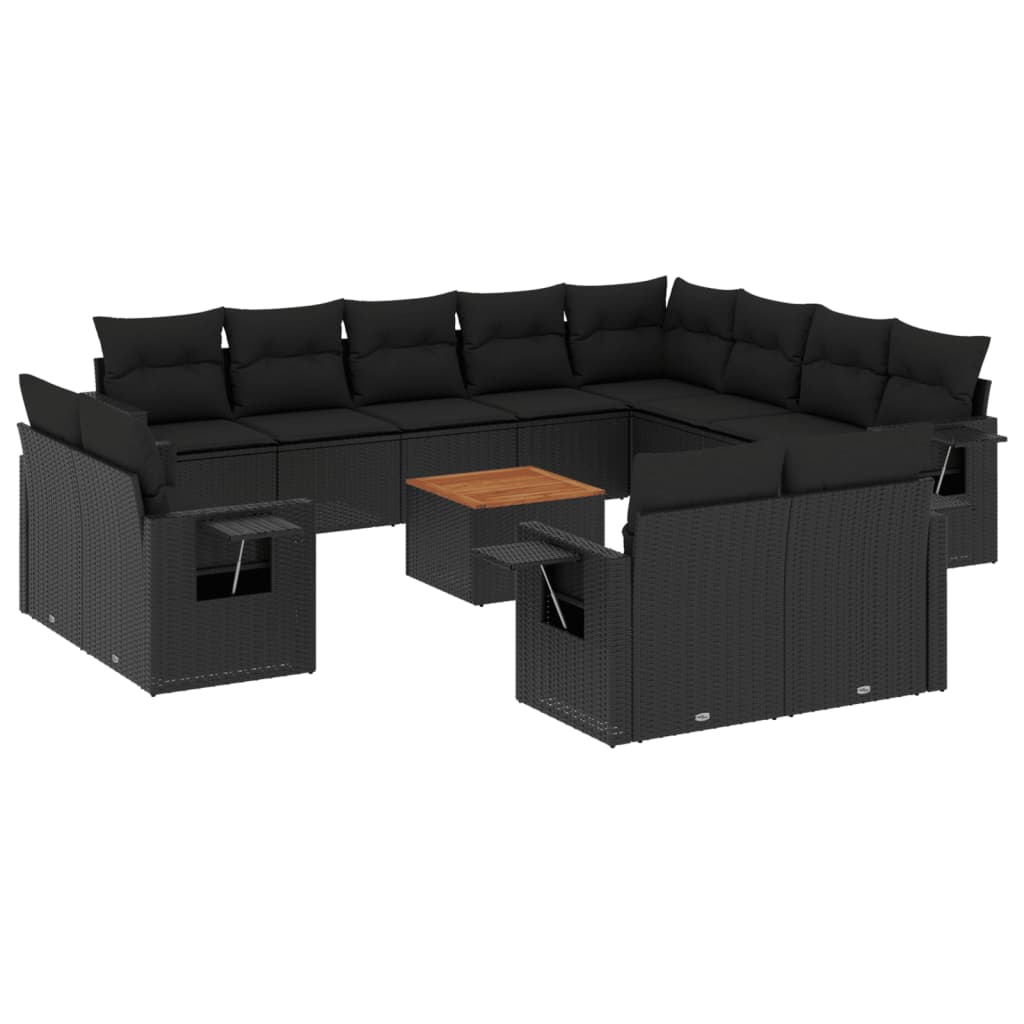 13-delige Loungeset met kussens poly rattan zwart is nu te koop bij PeponiXL, paradijselijk wonen!