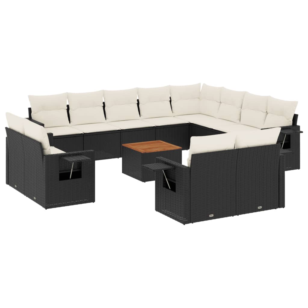 13-delige Loungeset met kussens poly rattan zwart is nu te koop bij PeponiXL, paradijselijk wonen!