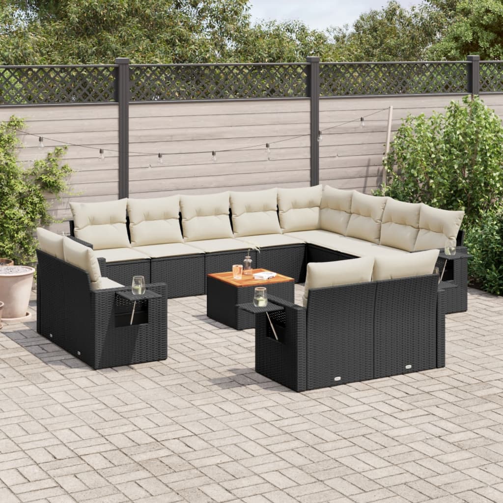 13-delige Loungeset met kussens poly rattan zwart is nu te koop bij PeponiXL, paradijselijk wonen!