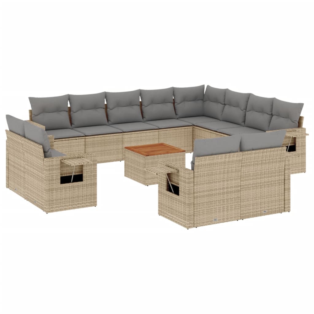 13-delige Loungeset met kussens poly rattan beige is nu te koop bij PeponiXL, paradijselijk wonen!