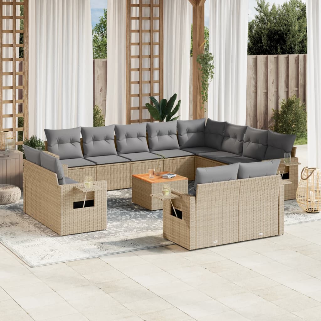 13-delige Loungeset met kussens poly rattan beige is nu te koop bij PeponiXL, paradijselijk wonen!