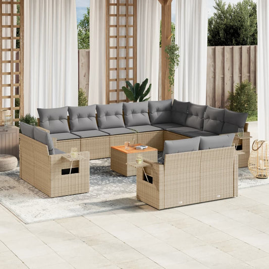 13-delige Loungeset met kussens poly rattan beige is nu te koop bij PeponiXL, paradijselijk wonen!