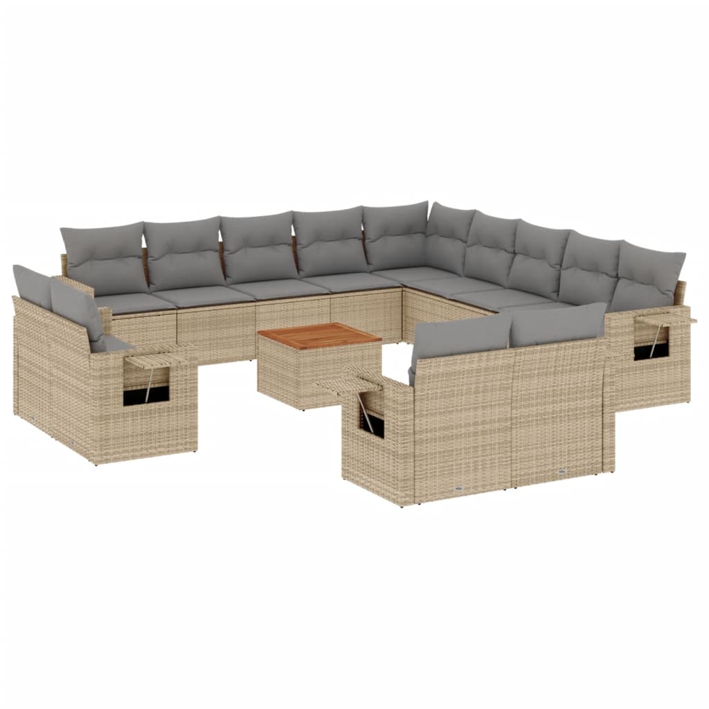 14-delige Loungeset met kussens poly rattan beige is nu te koop bij PeponiXL, paradijselijk wonen!