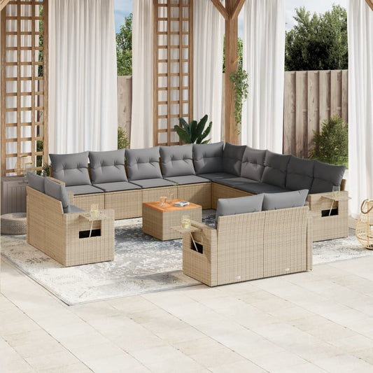 14-delige Loungeset met kussens poly rattan beige is nu te koop bij PeponiXL, paradijselijk wonen!