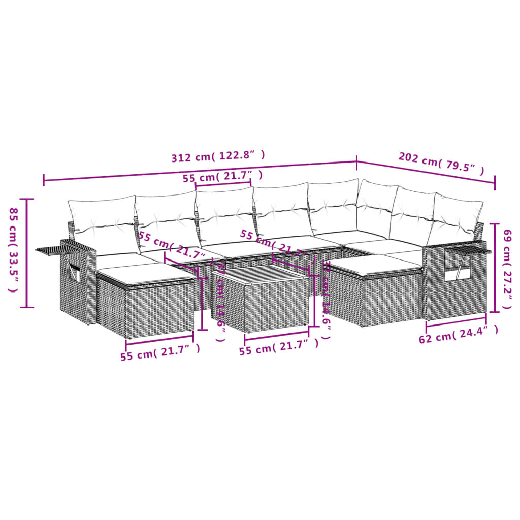 10-delige Loungeset met kussens poly rattan zwart is nu te koop bij PeponiXL, paradijselijk wonen!