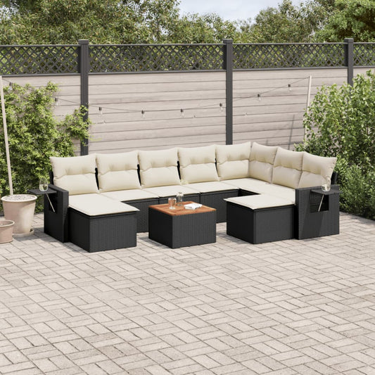 10-delige Loungeset met kussens poly rattan zwart is nu te koop bij PeponiXL, paradijselijk wonen!