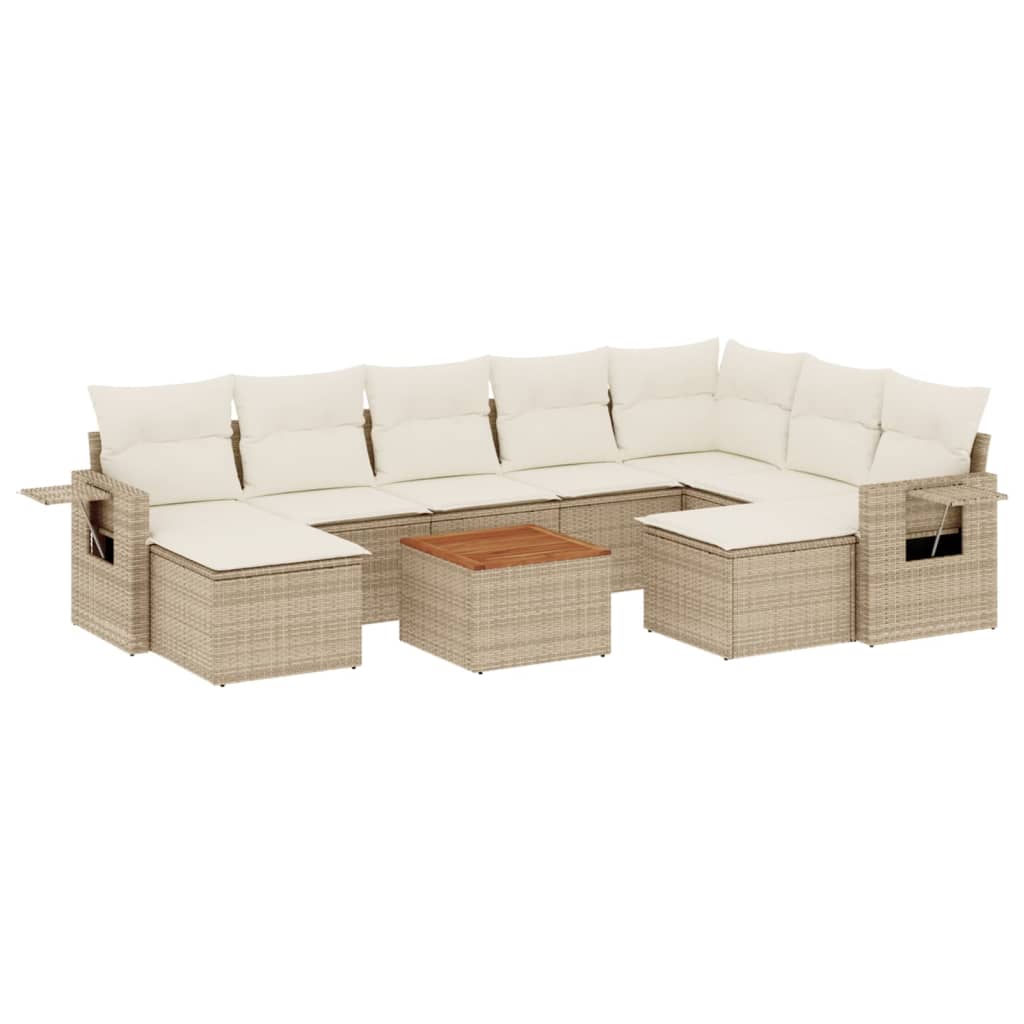 10-delige Loungeset met kussens poly rattan beige is nu te koop bij PeponiXL, paradijselijk wonen!