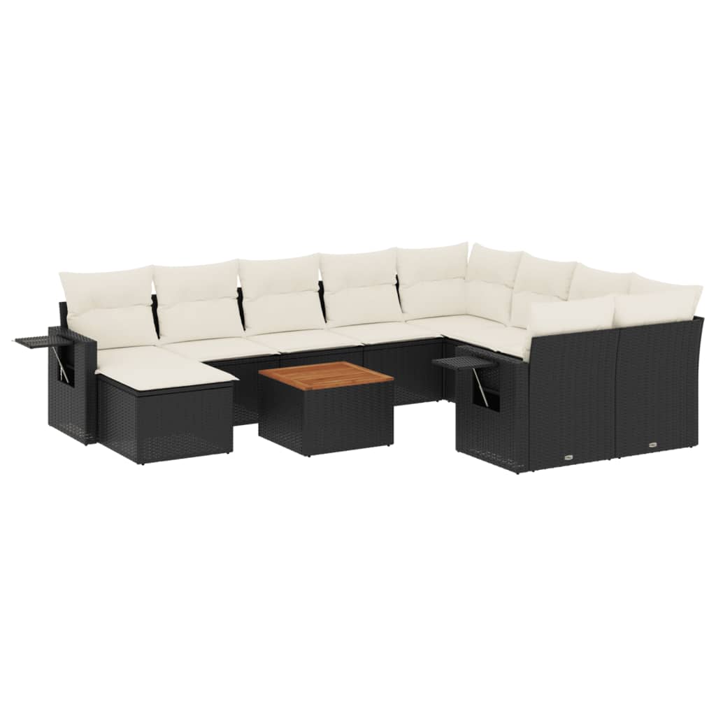 11-delige Loungeset met kussens poly rattan zwart is nu te koop bij PeponiXL, paradijselijk wonen!