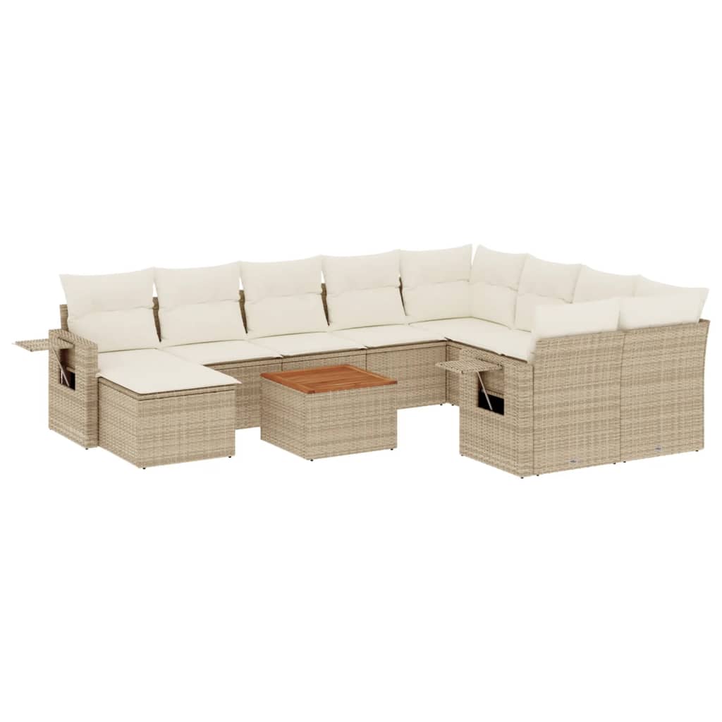 11-delige Tuinset met kussens poly rattan beige is nu te koop bij PeponiXL, paradijselijk wonen!