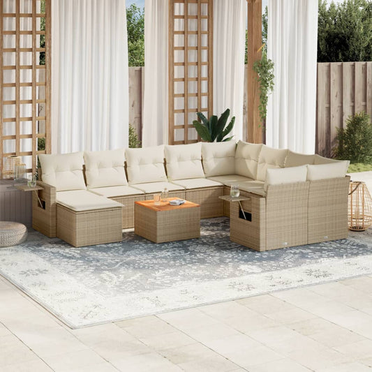 11-delige Tuinset met kussens poly rattan beige is nu te koop bij PeponiXL, paradijselijk wonen!