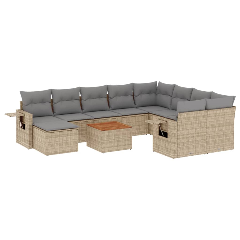 11-delige Tuinset met kussens poly rattan beige is nu te koop bij PeponiXL, paradijselijk wonen!