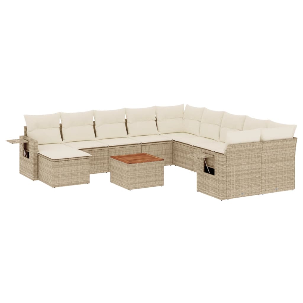 12-delige Loungeset met kussens poly rattan beige is nu te koop bij PeponiXL, paradijselijk wonen!