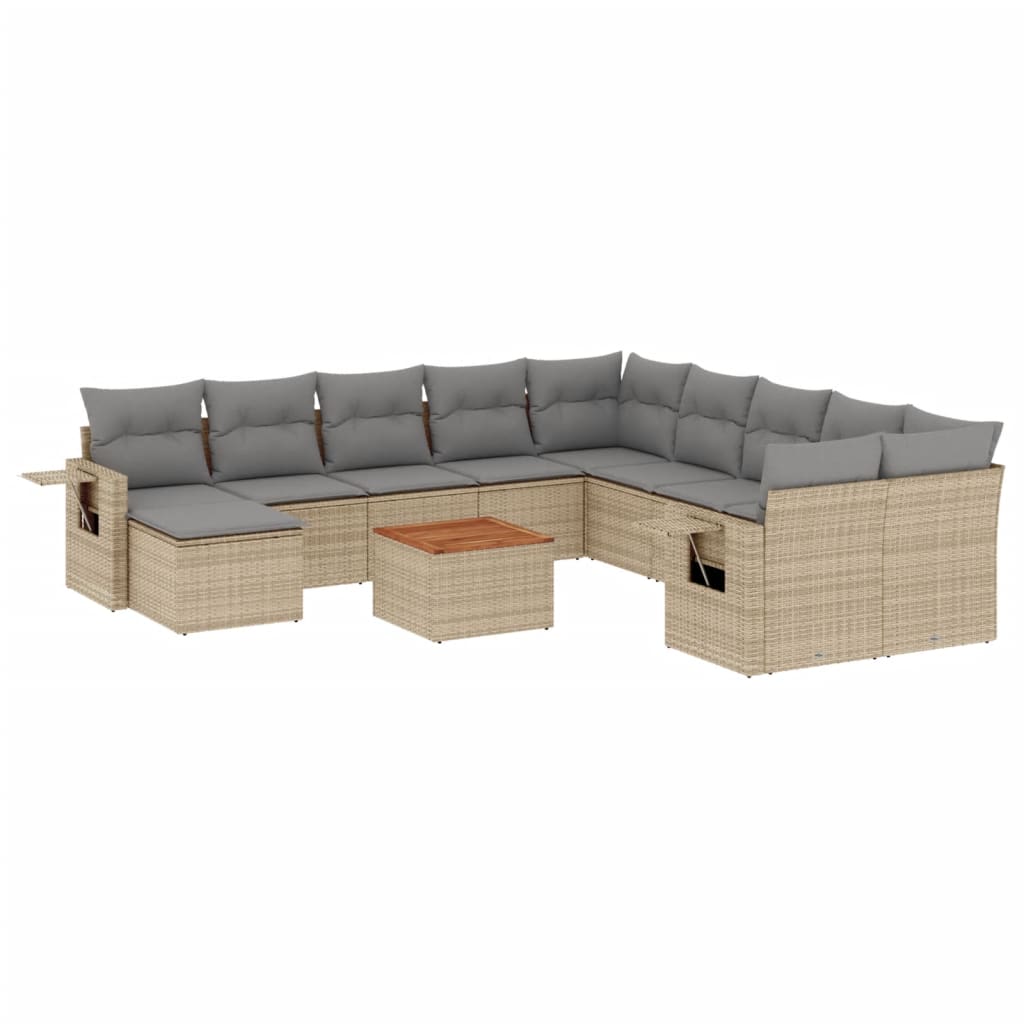 12-delige Loungeset met kussens poly rattan beige is nu te koop bij PeponiXL, paradijselijk wonen!