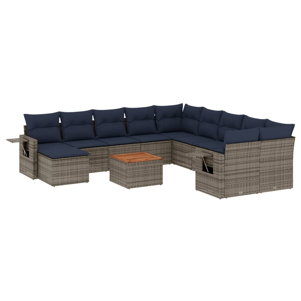 12-delige tuinbankset met kussens, grijs polyrotan is nu te koop bij PeponiXL, paradijselijk wonen!