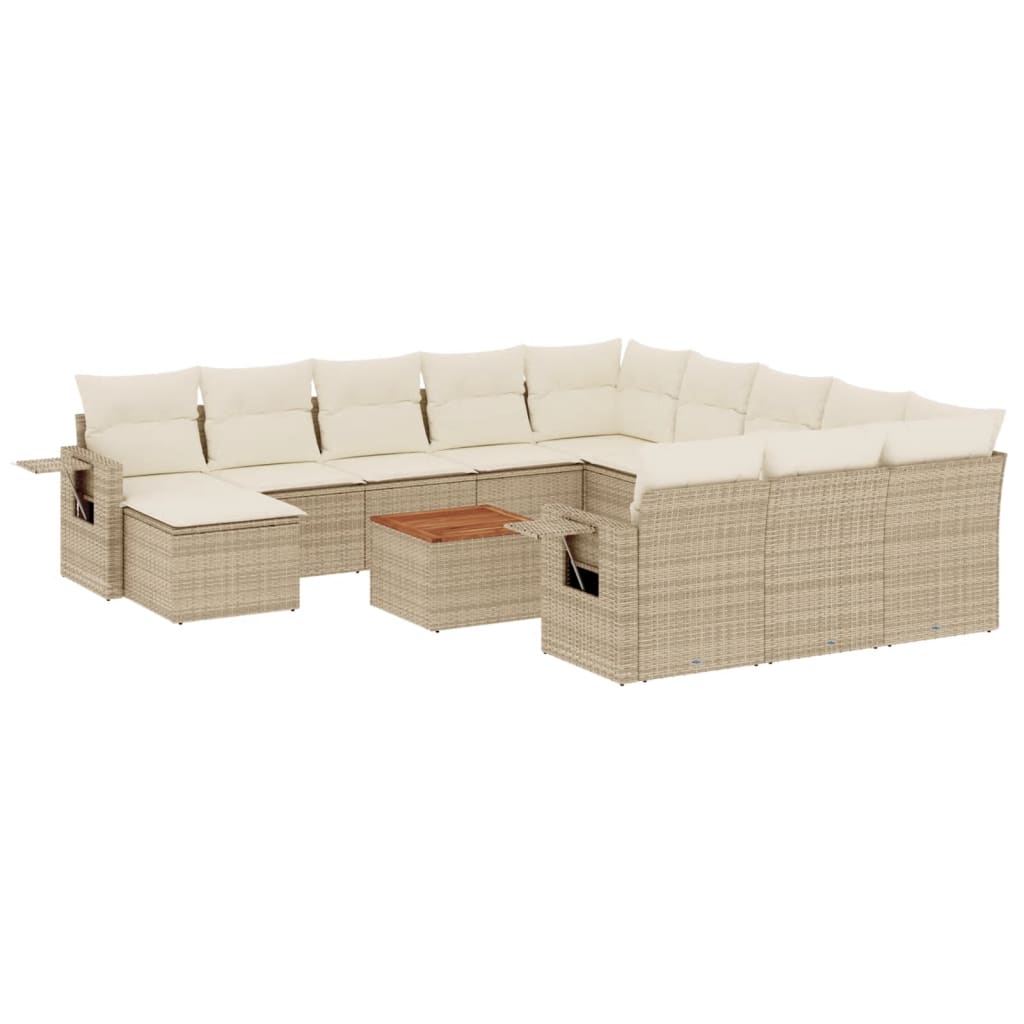 13-delige Loungeset met kussens poly rattan beige is nu te koop bij PeponiXL, paradijselijk wonen!