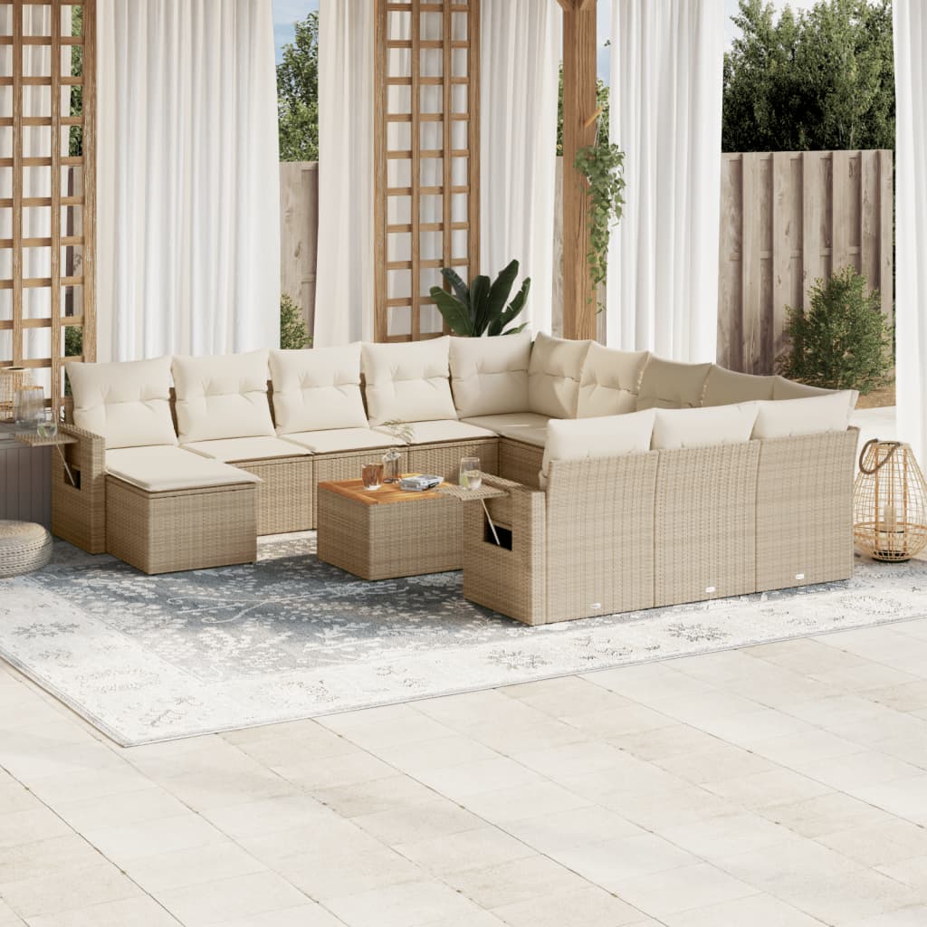 13-delige Loungeset met kussens poly rattan beige is nu te koop bij PeponiXL, paradijselijk wonen!