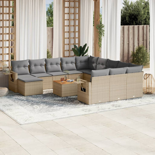 13-delige Loungeset met kussens poly rattan beige is nu te koop bij PeponiXL, paradijselijk wonen!