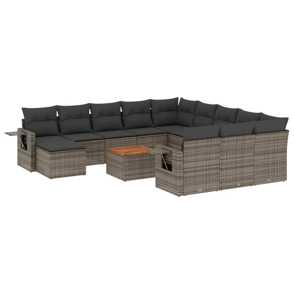 13-delige Loungeset met kussens poly rattan grijs is nu te koop bij PeponiXL, paradijselijk wonen!