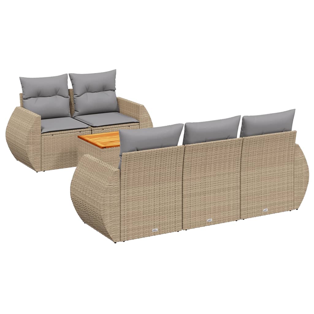 6-delige Loungeset met kussens poly rattan beige is nu te koop bij PeponiXL, paradijselijk wonen!