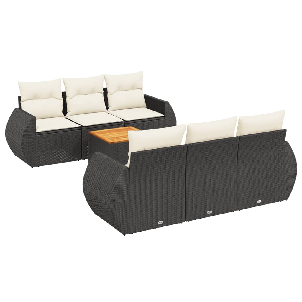 7-delige Loungeset met kussens poly rattan zwart is nu te koop bij PeponiXL, paradijselijk wonen!