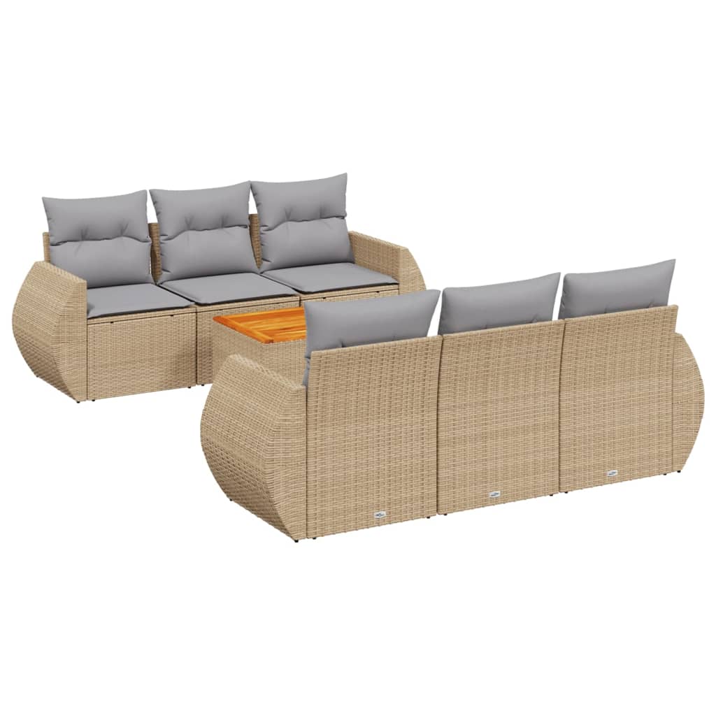 7-delige Loungeset met kussens poly rattan beige is nu te koop bij PeponiXL, paradijselijk wonen!