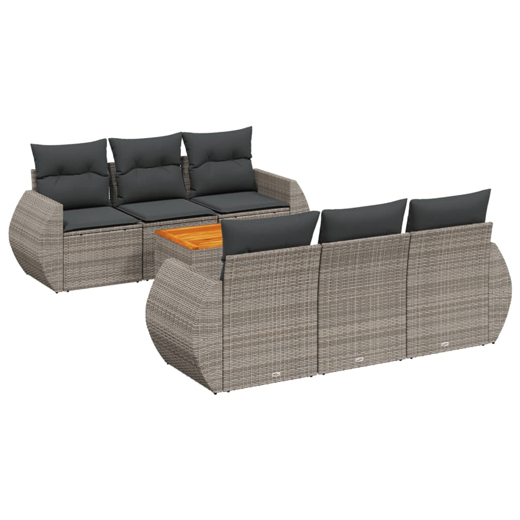 7-delige Loungeset met kussens poly rattan grijs is nu te koop bij PeponiXL, paradijselijk wonen!