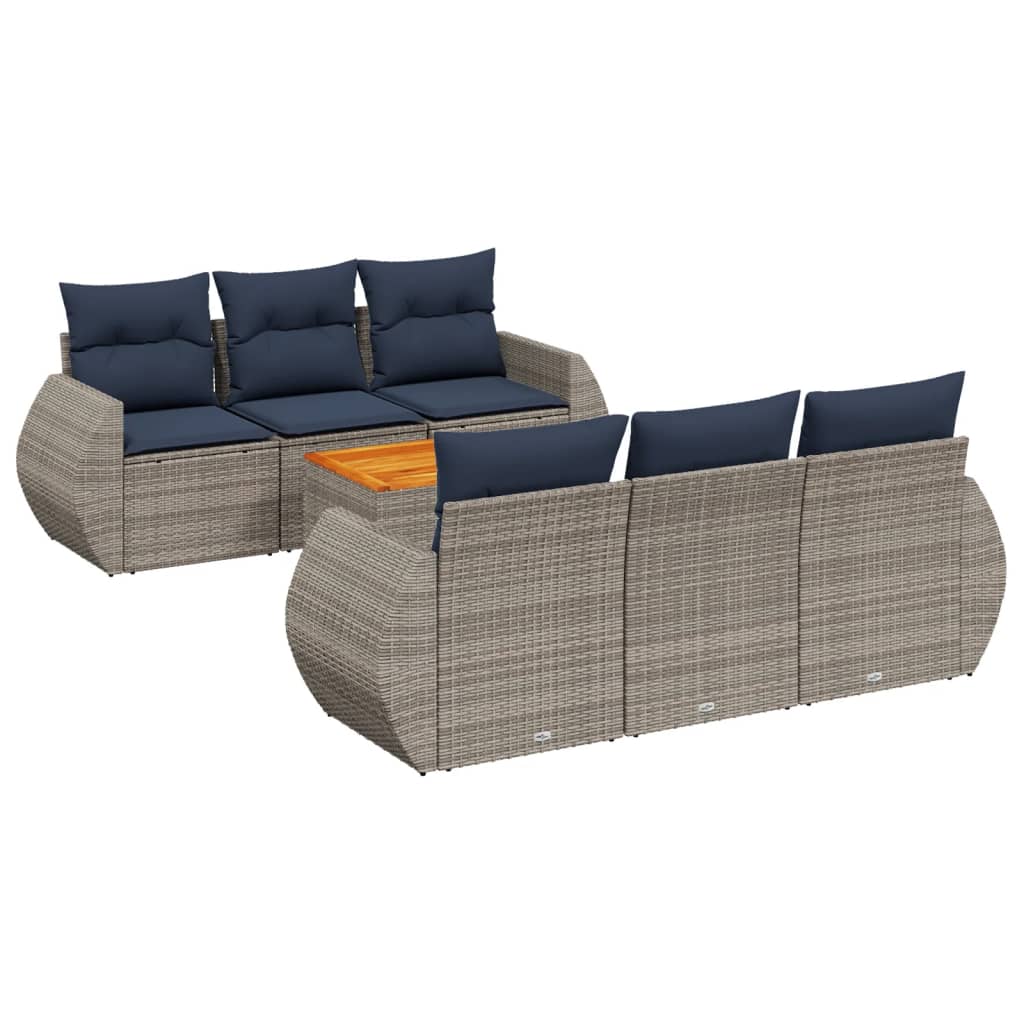 7-delige tuinbankset met kussens, grijs polyrotan is nu te koop bij PeponiXL, paradijselijk wonen!