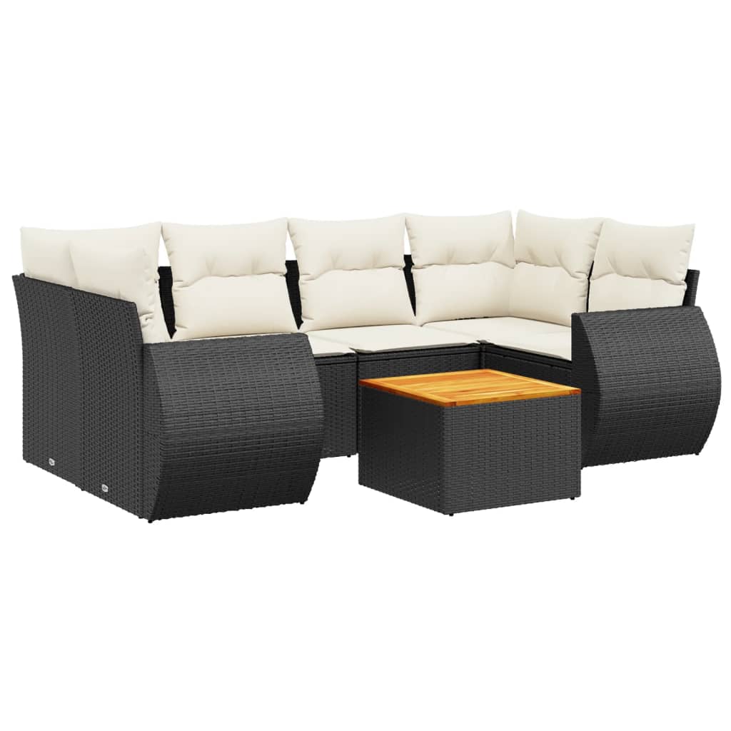 7-delige Loungeset met kussens poly rattan zwart is nu te koop bij PeponiXL, paradijselijk wonen!