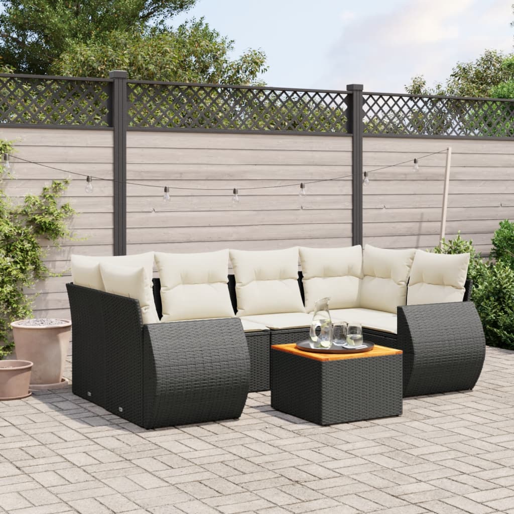7-delige Loungeset met kussens poly rattan zwart is nu te koop bij PeponiXL, paradijselijk wonen!