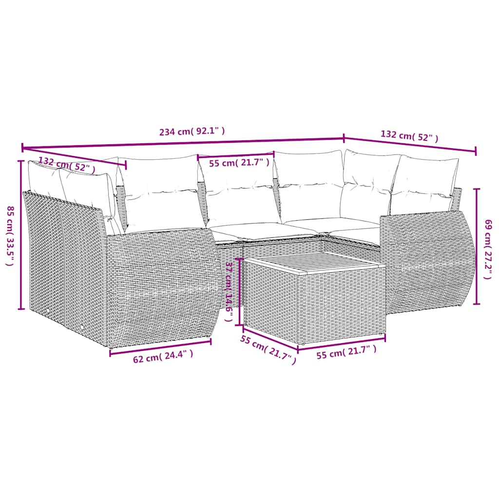 7-delige tuinbankset met kussens van zwart polyrotan is nu te koop bij PeponiXL, paradijselijk wonen!