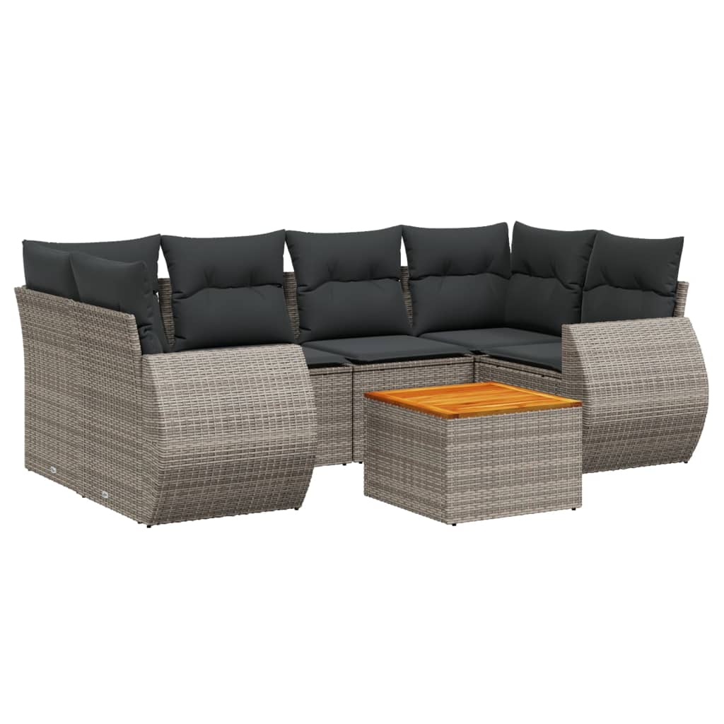 7-delige Loungeset met kussens poly rattan grijs is nu te koop bij PeponiXL, paradijselijk wonen!