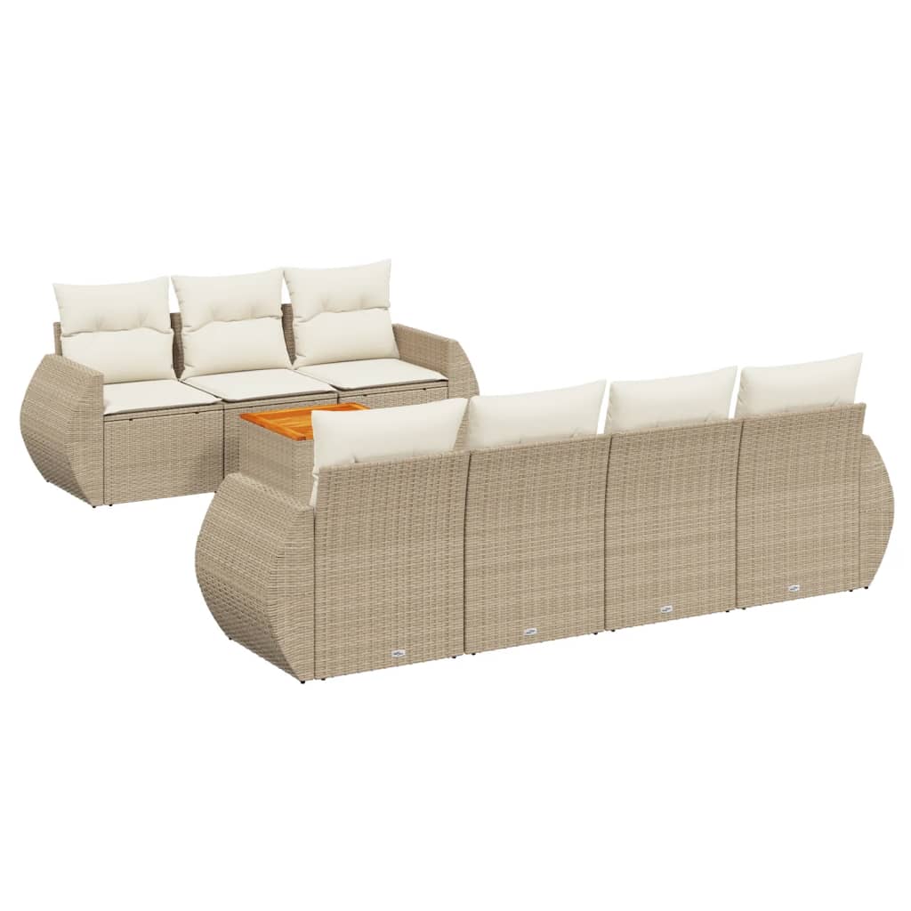 8-delige Loungeset met kussens poly rattan beige is nu te koop bij PeponiXL, paradijselijk wonen!