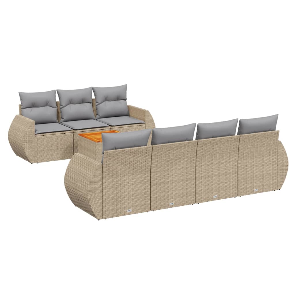 8-delige Loungeset met kussens poly rattan beige is nu te koop bij PeponiXL, paradijselijk wonen!