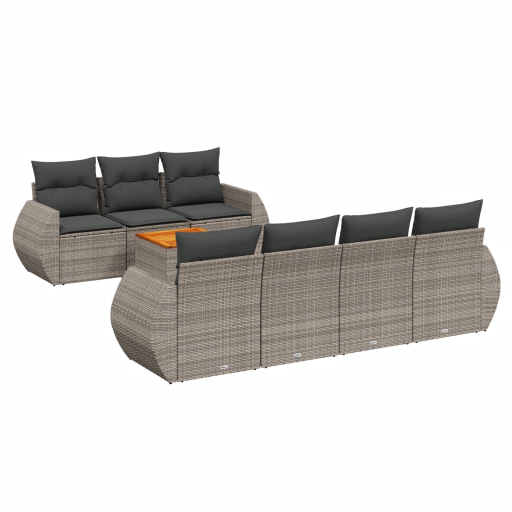 8-delige Loungeset met kussens poly rattan grijs is nu te koop bij PeponiXL, paradijselijk wonen!