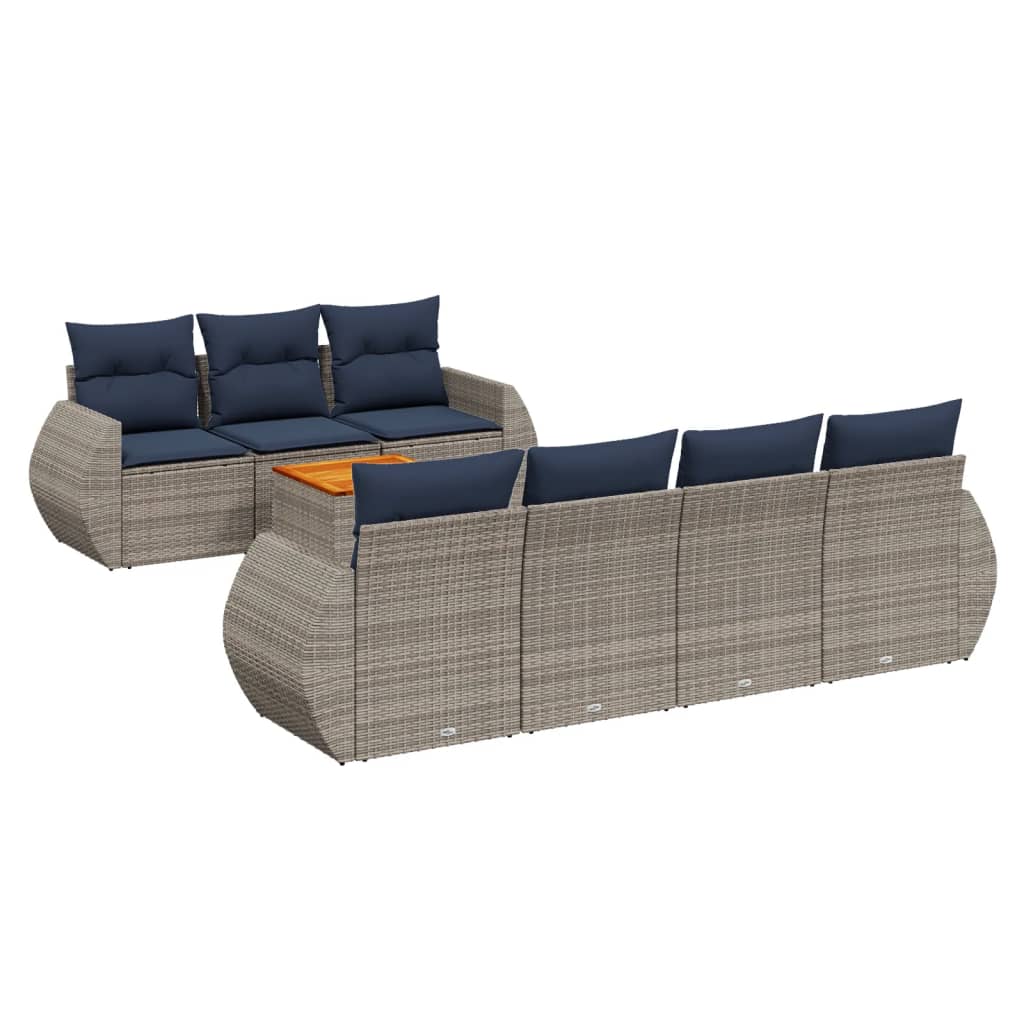 8-delige tuinbankset met kussens, grijs polyrotan is nu te koop bij PeponiXL, paradijselijk wonen!