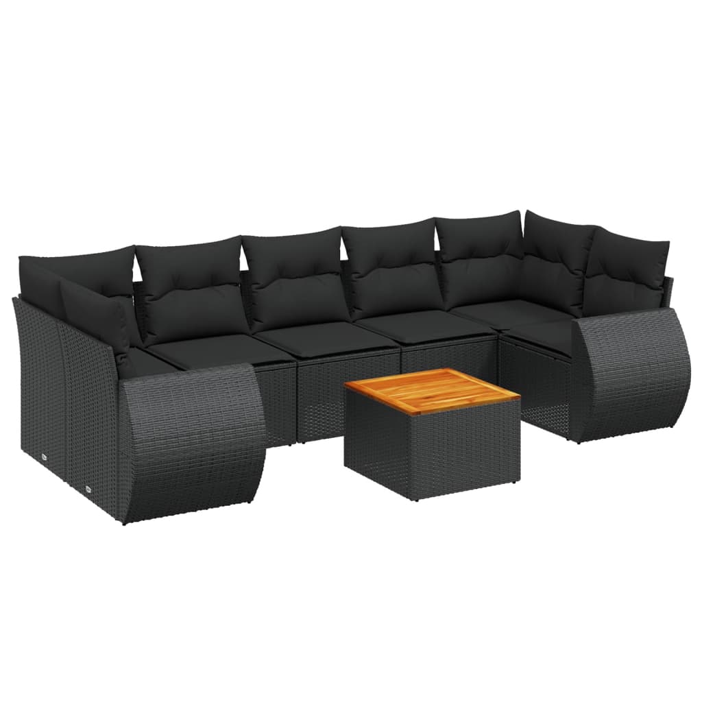 8-delige Loungeset met kussens poly rattan zwart is nu te koop bij PeponiXL, paradijselijk wonen!
