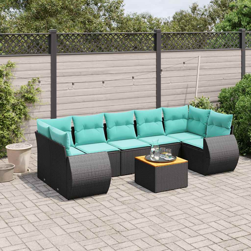 8-delige tuinbankset met kussens, zwart polyrotan is nu te koop bij PeponiXL, paradijselijk wonen!