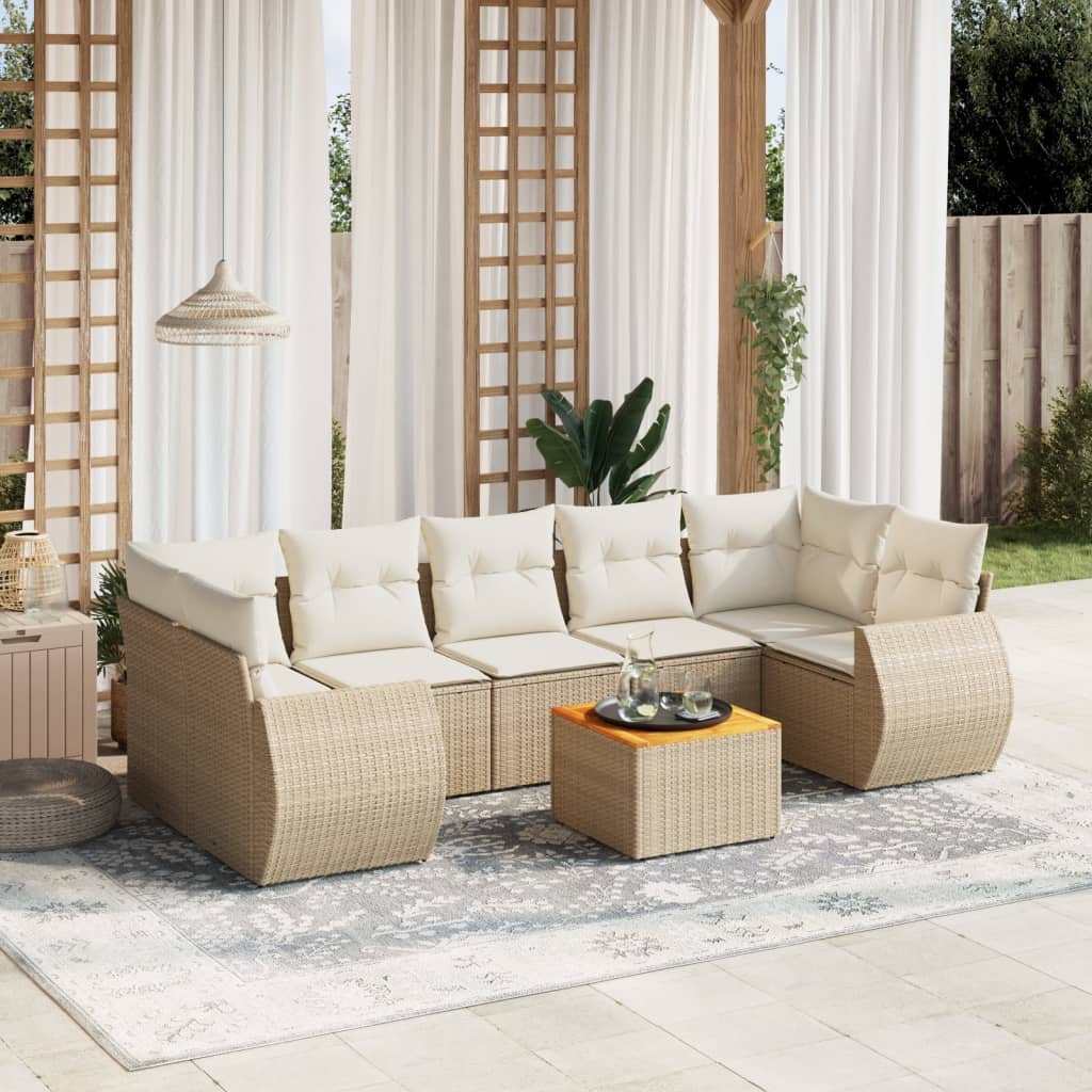 8-delige Loungeset met kussens poly rattan beige is nu te koop bij PeponiXL, paradijselijk wonen!