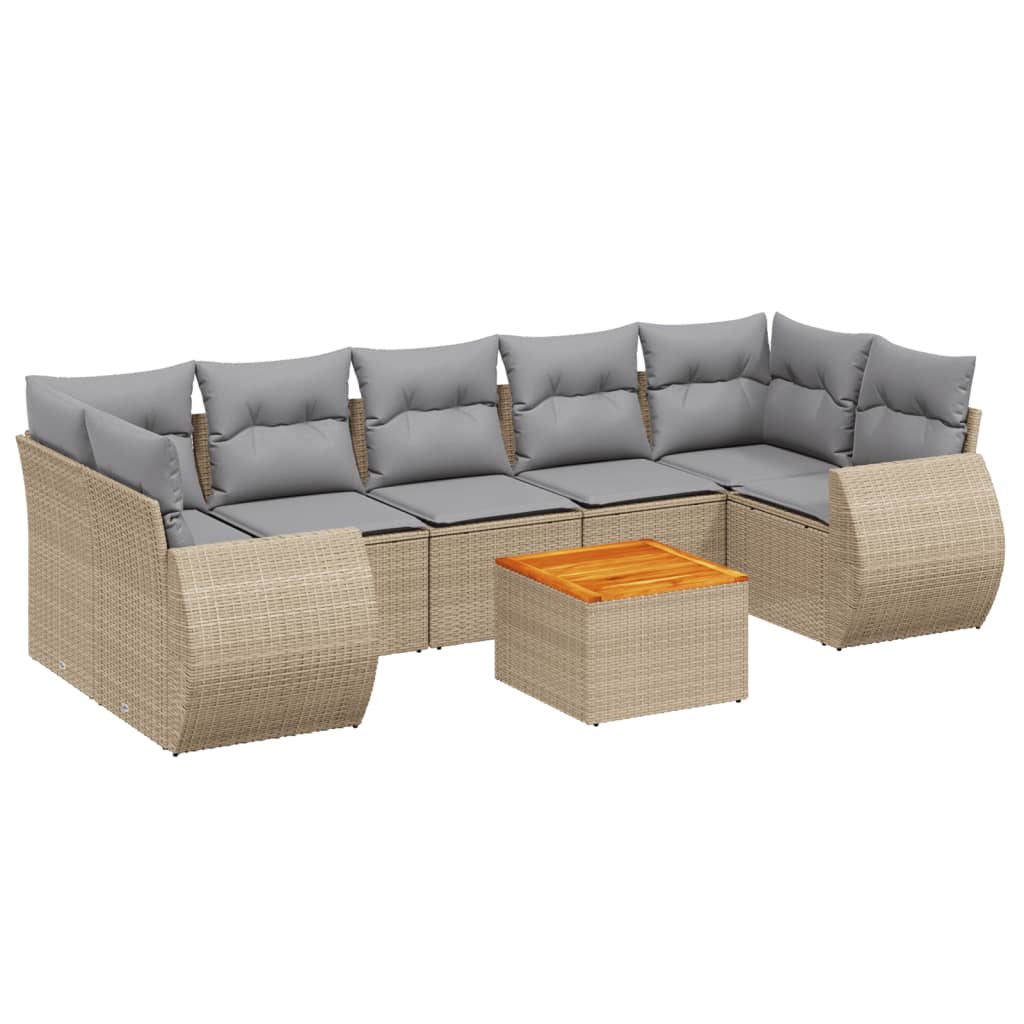 8-delige Loungeset met kussens poly rattan beige is nu te koop bij PeponiXL, paradijselijk wonen!