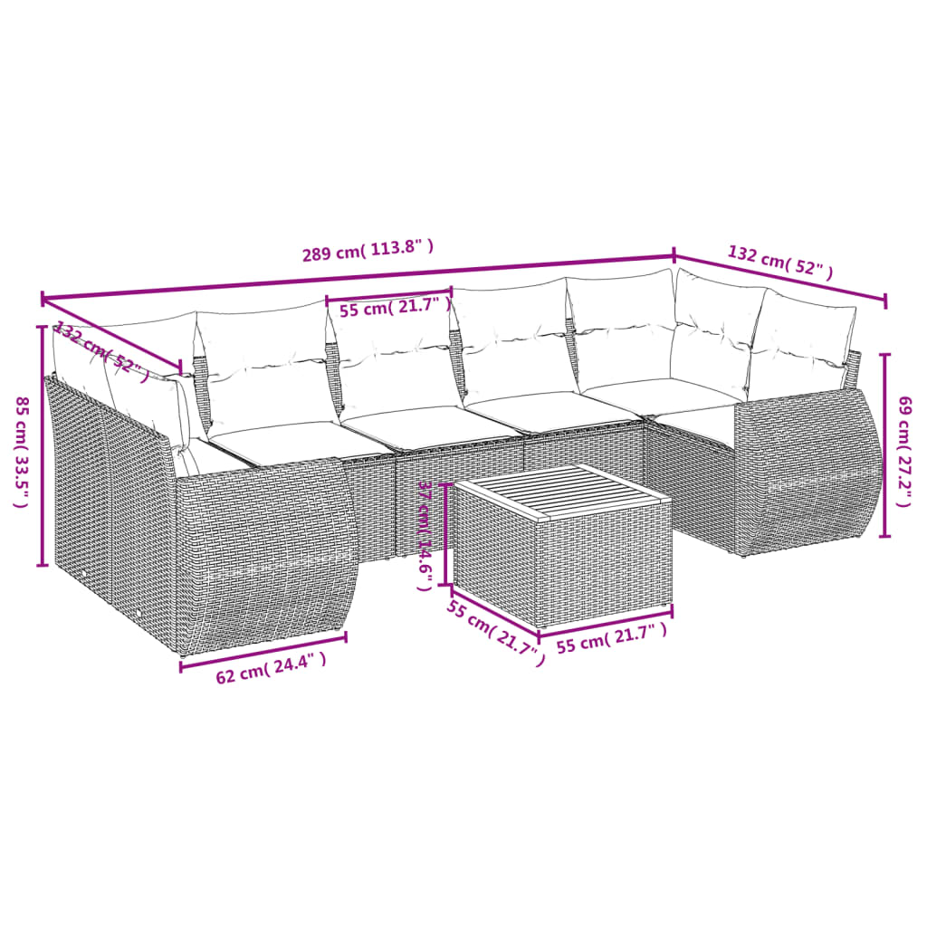 8-delige Loungeset met kussens poly rattan beige is nu te koop bij PeponiXL, paradijselijk wonen!