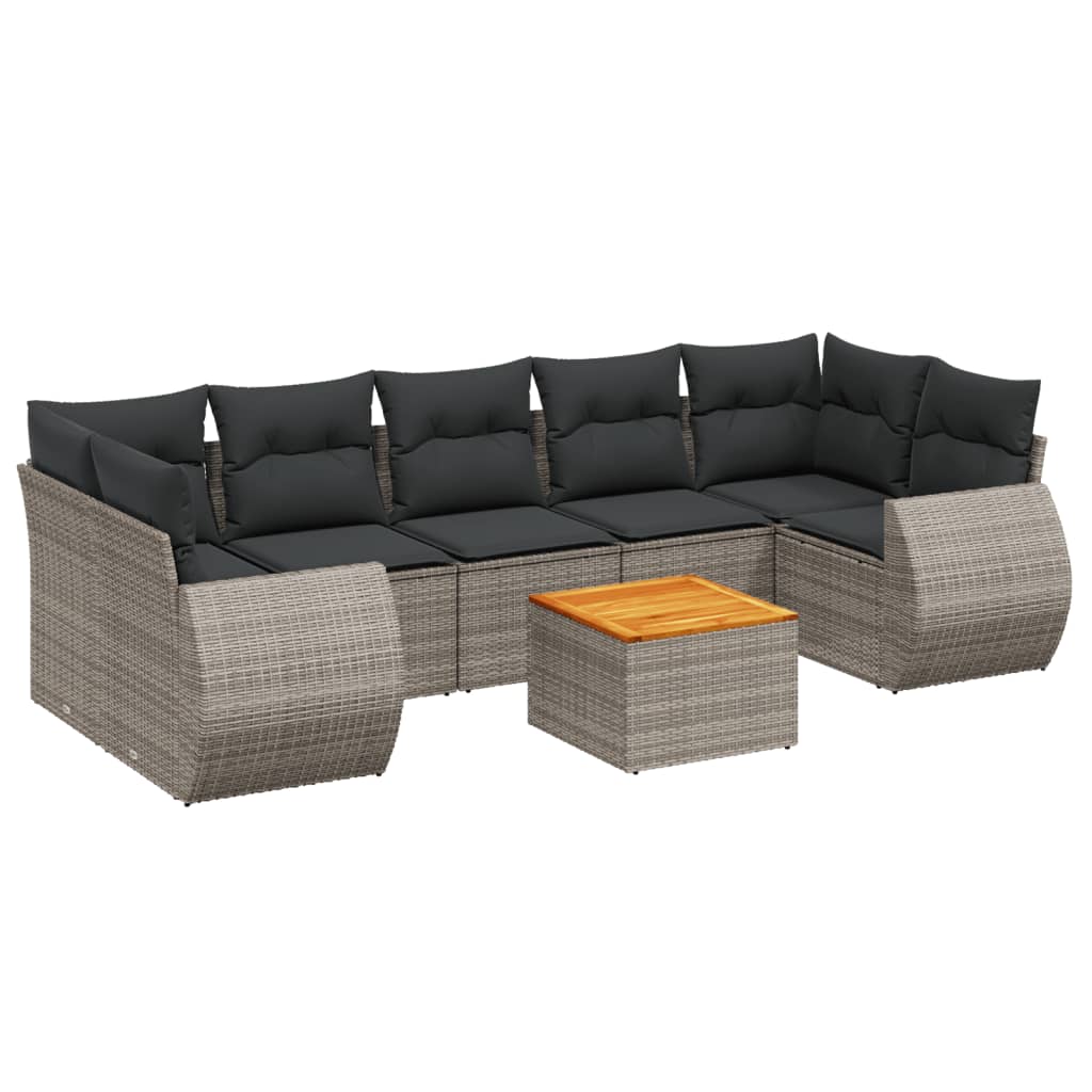 8-delige Loungeset met kussens poly rattan grijs is nu te koop bij PeponiXL, paradijselijk wonen!