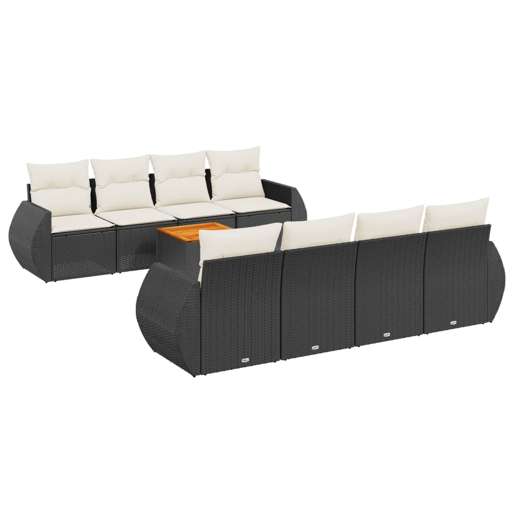 9-delige Loungeset met kussens poly rattan zwart is nu te koop bij PeponiXL, paradijselijk wonen!