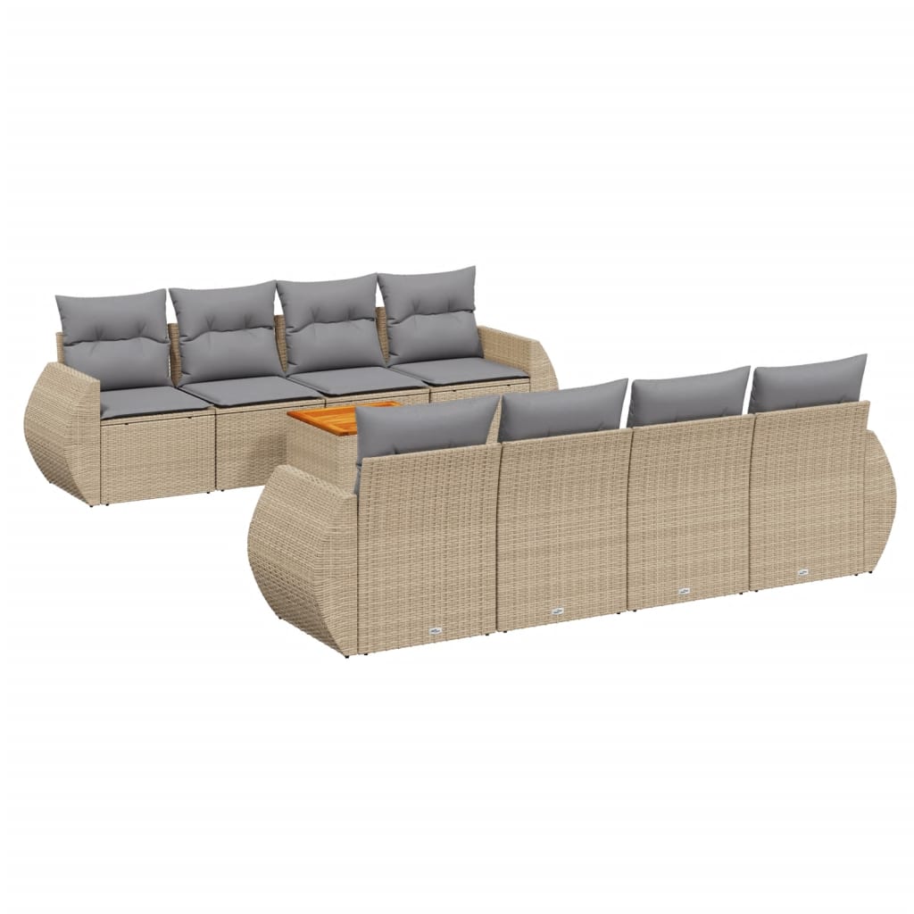 9-delige Loungeset met kussens poly rattan beige is nu te koop bij PeponiXL, paradijselijk wonen!