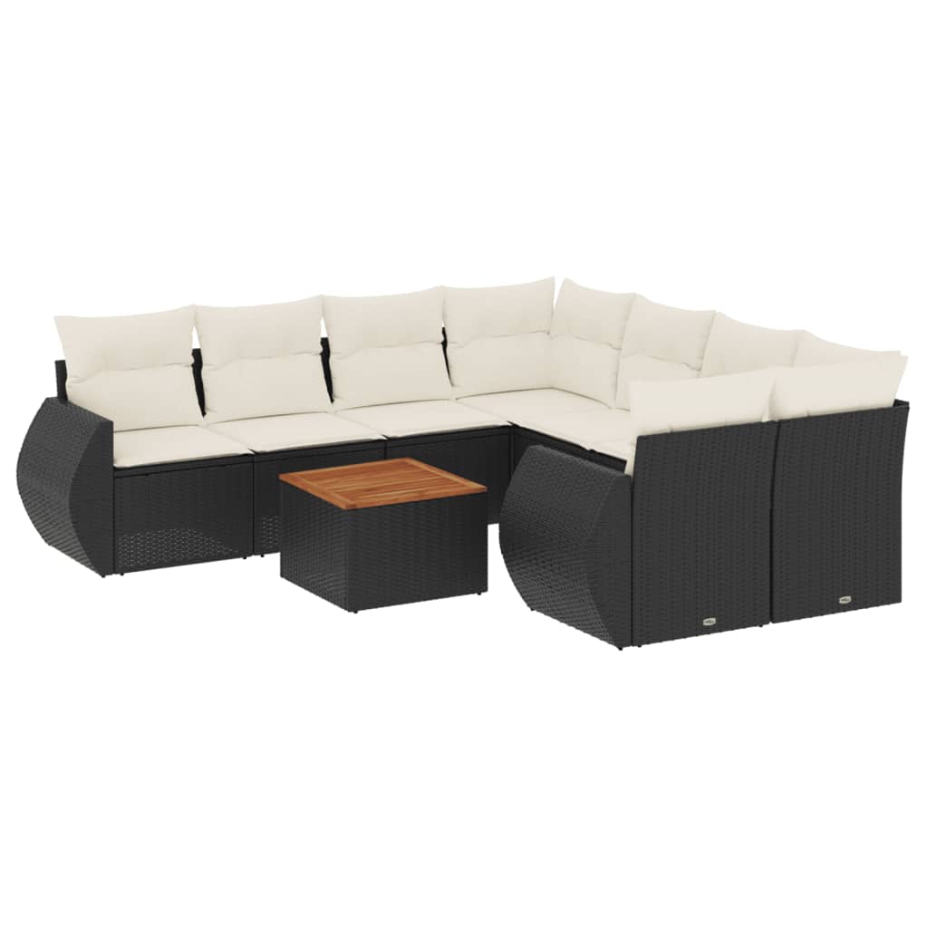 9-delige Loungeset met kussens poly rattan zwart is nu te koop bij PeponiXL, paradijselijk wonen!