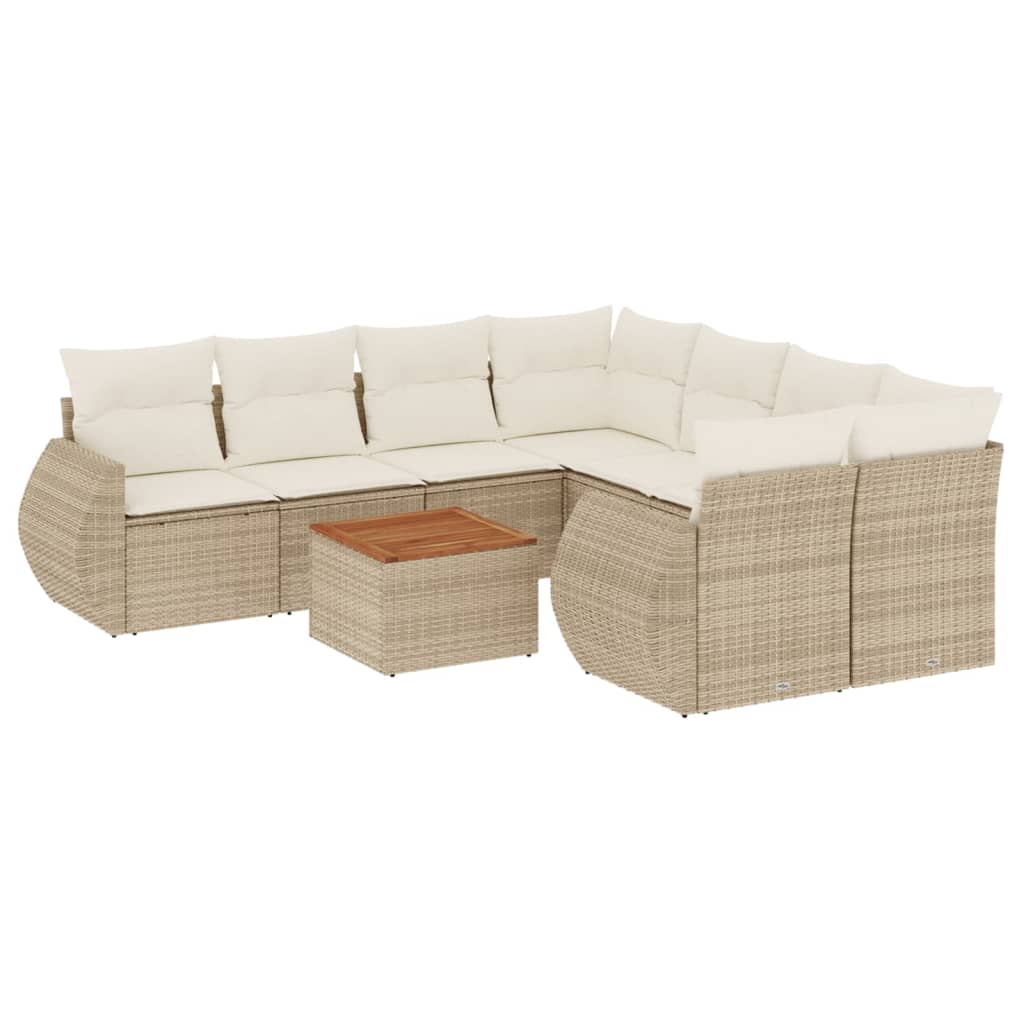 9-delige Loungeset met kussens poly rattan beige is nu te koop bij PeponiXL, paradijselijk wonen!